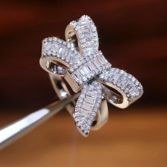 Jewelry - SILVER & WHITE SAPPHIRE BOW RING